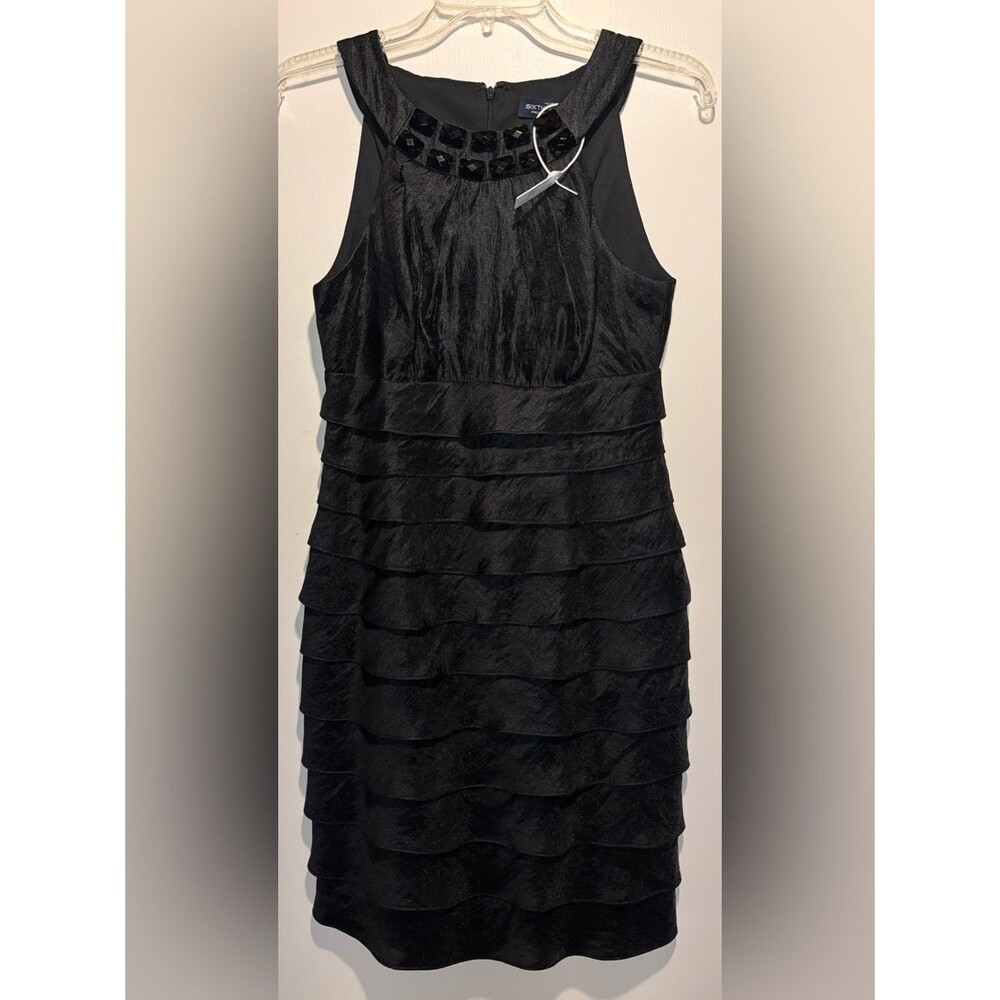 Your Sixth Sense NWT Black Flapper Style Halter Jewel Detail Neck Dress SZ 36/ 4